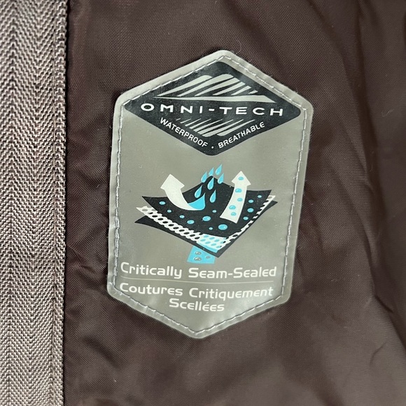 Columbia Omni-Tech Jacket Women Medium Hood Brown Tan Waterproof Ski Parka Coat - Picture 5 of 13